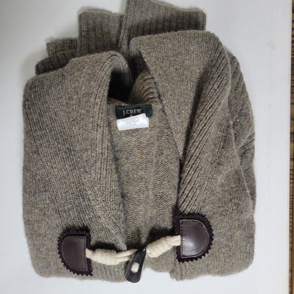 J Crew Horn Button Cropped Cardigan Size L Lambs Wool Cashmere Shawl Collar - Picture 9 of 9